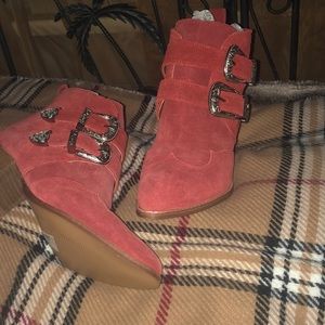 Topshop Montana Suede Double Buckle Ankle Boots. - image 1